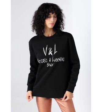 Victorio & Lucchino, V&L para mujer. 3646777 Sudadera grain print negro (XS), Casual, Algodón, Manga larga, Victorio & Lucchino, V&L outlet