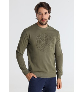 Victorio & Lucchino, V&L para hombre. 660227141 Sudadera Relieve Laberinto verde (S), Casual, Algodón, Manga larga