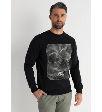 Victorio & Lucchino, V&L para hombre. 660067079 Sudadera sin capucha paper mineral negro (XXL), Casual, Algodón, Manga larga