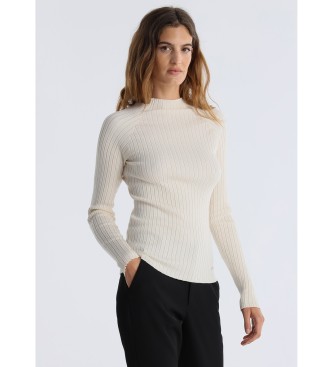 Victorio & Lucchino, V&Lvoor vrouwen. 350248208 Geribde pullover met raglanmouwen beige (3 = M), Casual, Viscose, Lange mouwen