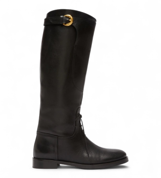 Weekend Max Mara para mujer. 2525796015600 Botas de piel Visby negro (39), Plano, Cordones, Casual, Clásico