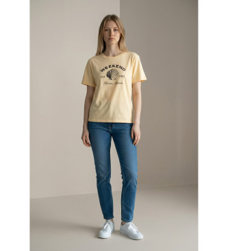 Weekend Max Mara para mujer. 2615971042600 Camiseta Wkdbora amarillo (M), Casual, Algodón, Manga corta