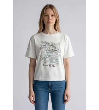Weekend Max Mara para mujer. 2625976051650 Camiseta Wkdsala blanco (L), Casual, Algodón, Manga corta