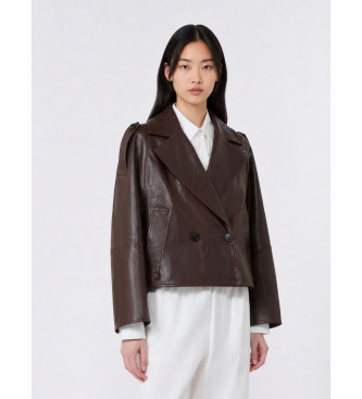 Weekend Max Mara para mujer. 2625446051650 Chaqueta de Cuero Wkdfelino marrón (36), Casual, Piel