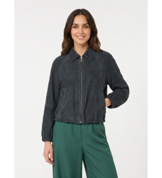 Weekend Max Mara para mujer. 2625446011650 Chaqueta de Cuero Wkdzuppa marino (36), Casual, Piel