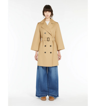 Weekend Max Mara para mujer. 2515021031600 Gabardina impermeable Elodia beige (40), Casual, Algodón, Manga larga