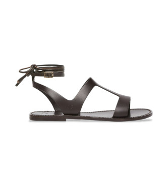 Weekend Max Mara para mujer. 2515521075600 Sandalias de piel Lemma marrón (36), Plano, Hebilla, Casual