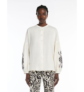 Weekend Max Maravoor vrouwen. 2515111122600 Ecru linnen overhemd (44), Wit, Casual, Vlas, Lange mouwen