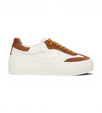 Weekend Max Mara para mujer. 2625766035600 Zapatillas de Piel Wkatessile blanco (36), Marrón, Plano, 1 a 3cm, Ninguno, Casual