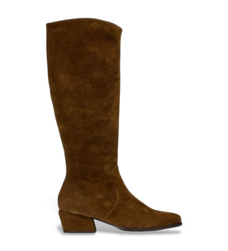 Wonders para mujer. D-2003 Botas de ante Fei marrón (40), 1 a 3cm, Cremallera, Casual
