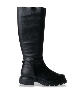 Wonders för kvinnor. A-4305 Läderstövlar Bones 04 svart (41), Hud, Karta, 1 till 3 cm, Zip, Casual