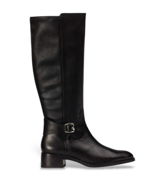 Wonders para mujer. D-1802 Botas de piel Bonjour negro (39), Plano, Cremallera, Casual