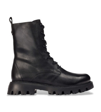 Wonders para mujer. C-7510 Botas de piel Goodfly 10 negro (41), Plano, Cordones, Cremallera, Casual