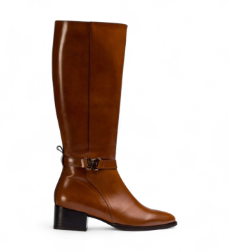 Wondersvoor vrouwen. E-6911_2763_2725 Bruine Boston leren laarzen (40), Leer, 1 tot 3 cm, Ritssluiting, Casual