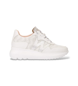 Wonders para mujer. A-4021 Zapatillas de Piel Ultrafly21 blanco (42), 3 a 5cm, Cordones, Casual