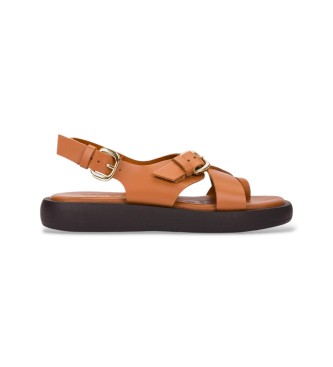 Wonders para mujer. AB-1332 Sandalias Walk marrón (37), Piel, Plano, Hebilla, Casual