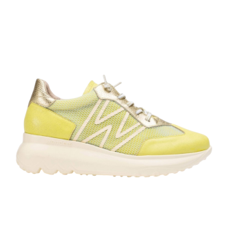 Wonders para mujer. A-4001_941_11961 Zapatillas de piel Azure Cyber Amarillo (40), Plano, 3 a 5cm, Cordones, Casual