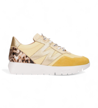 Wonders Für Damen. A-24100_941_12169 Odisei Leder Sneakers Gelb (40), Wohnung, Schnürsenkel, Lässig