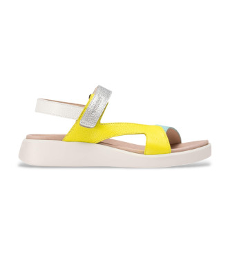 Wonders para mujer. C-6543 Sandalias de Piel Hali amarillo (36), 1 a 3cm, Velcro, Casual