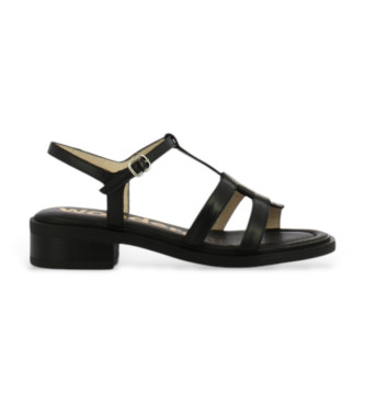 Wonders para mujer. B-9604 Sandalias de Piel Janet negro (38), 1 a 3cm, Hebilla, Casual