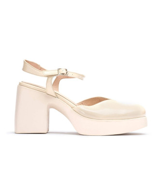 Juana beige lädersandaler -Hög klack 7,5 cm