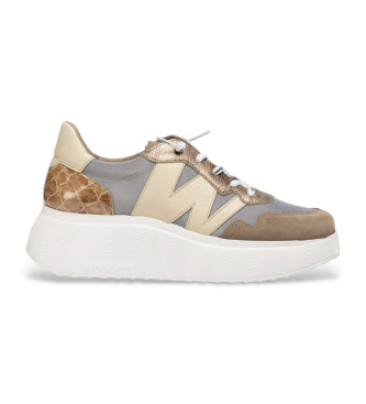 Wonders para mujer. A-3631 Zapatillas de piel Roma 31 taupe (41), 3 a 5cm, Cordones, Casual