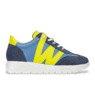Wondersvoor vrouwen. A-2476_941_12087 Racer Leren Sneakers Blauw (38), Leer, Plat, Veters, Casual