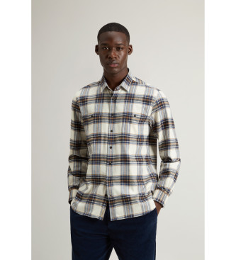 Woolrich Para Hombre. CFWOSI2001MRUT5058 Camisa A Cuadros De Franela Blanco Roto (S), Casual, AlgodóN, Manga Larga-image