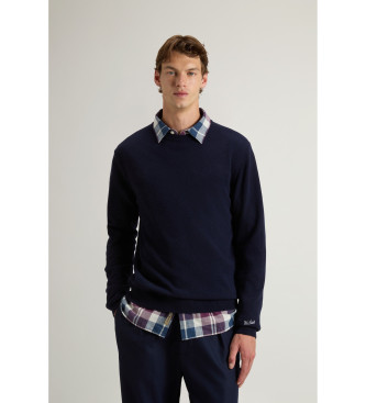 Woolrich para hombre. CFWOKN0278MRUF0469 Jersey de cuello redondo de lana marino (XL), Casual