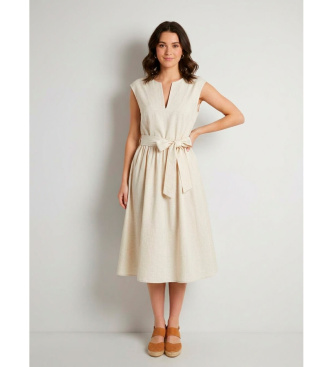 Woolrich para mujer. CFWWDR2028FRUT3944 Vestido Poplin blanco (XS), Beige, Casual, Algodón, Sin mangas / Tirantes