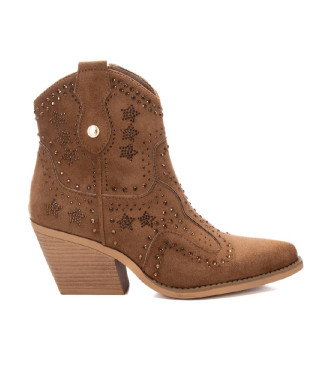 Xti para mulher. 14374801-TAUPE Botins em pele 143748 castanho (39), Couro, Marrom, 5 a 8cm, Zíper, Casual