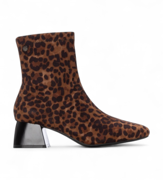 Xti para mujer. 14429001-LEOPARDO Botines 144290 marrón (41), 3 a 5cm, Cremallera, Casual, Animal print