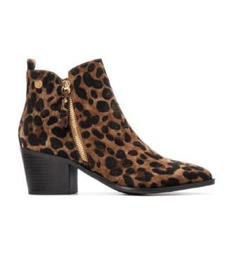 Xti para mujer. 14464801-CAMEL Botines 144648 marrón (38), 3 a 5cm, Cremallera, Casual, Animal print