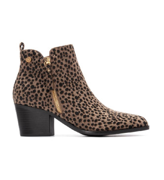 Xti para mujer. 14464802-TAUPE Botines 144648 marrón (39), 3 a 5cm, Cremallera, Casual, Animal print
