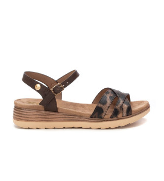 Xti för kvinnor. 14459302-TAUPE Sandaler 144593 taupe (41), 1 till 3 cm, Spänne, Casual, Djurmönster
