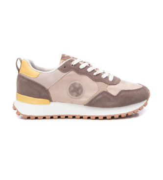 Zapatillas de piel 143594 taupe (41), Plano, Cordones, Casual