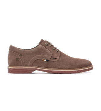 Xti para hombre. 14455602-TAUPE Zapatos de Piel 144556 marrón (39), Plano, Cordones, Casual
