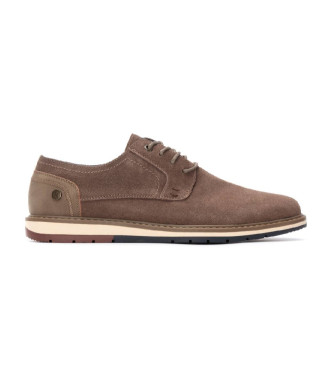 Xti para hombre. 14455802-TAUPE Zapatos de Piel 144558 marrón (41), Plano, Cordones, Casual