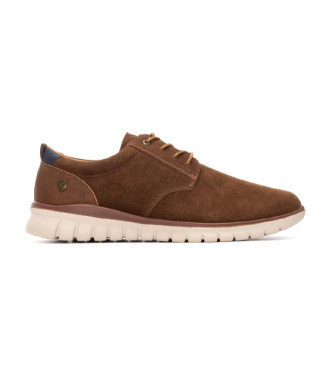 Xti para hombre. 14467404-CAMEL Zapatos de Piel 144674 marrón (41), Plano, Cordones, Casual