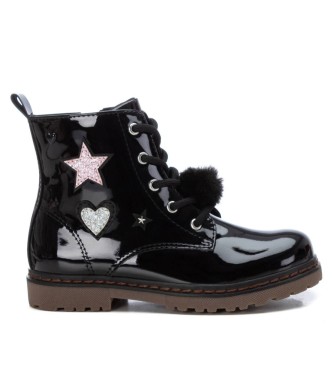 Xti Kids para mujer/niña. 15109203-NEGRO Botín De Niña Xti Kid 151092 negro (30), Plano, Cordones, Cremallera, Casual, Charol, moda infantil