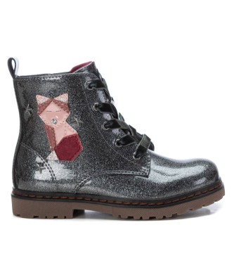 Xti Kids unisex para niños. 15109301-PLOMO Botines 151093 gris oscuro (28), Plano, Cordones, Cremallera, Casual, Charol, moda infantil