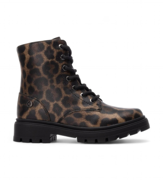 Xti Kidsunisex voor kinderen. 15133102-LEOPARDO Enkellaarsjes 151331 bruin (37), Plat, 1 tot 3 cm, Ritssluiting, Casual, Dierenprint, kinder
