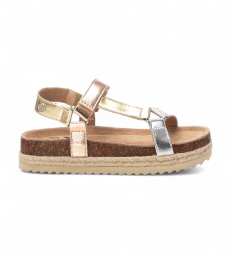 Xti Kids para mulher/menina. 15126702-ORO Sandálias 151267 douradas (38), Ouro, Plano, Velcro, Casual, moda infantil