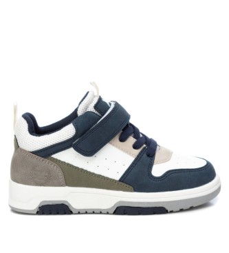Xti Kids unisex para niños. 15103001-NAVY Zapatillas 151030 blanco, marino (32), Plano, Cordones, Velcro, Casual, moda infantil