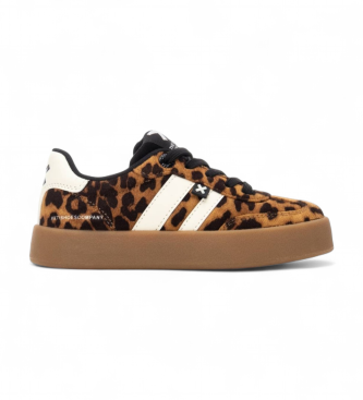 Xti Kidsvoor vrouwen/meisjes. 15136010-LEOPARDO Trainers 151360 bruin (35), Plat, Veters, Casual, Dierenprint, kinderkleding