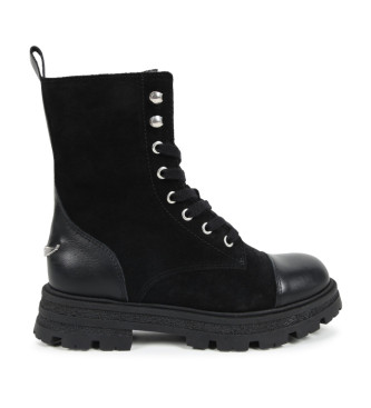 Zadig & Voltaire para niña. X60246 Botines de piel negro (36), Cordones, Casual, moda infantil, Zadig & Voltaire outlet 2024.