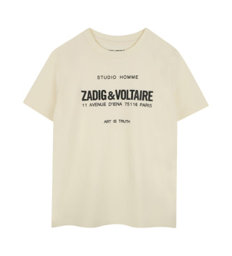 Zadig & Voltaire unisex para niños. X60372 Camiseta de manga corta blanco (8Años= 126cm), Casual, Algodón Orgánico, Sostenible, moda infanti