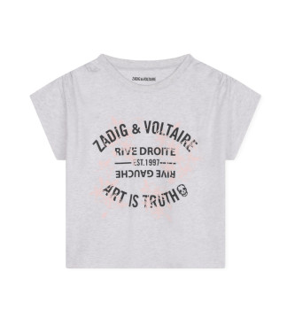 Zadig & Voltaire para niña. X60237 Camiseta M.c. gris (16Años= 174cm), Casual, Algodón, Manga corta, moda infantil, Zadig & Voltaire outlet