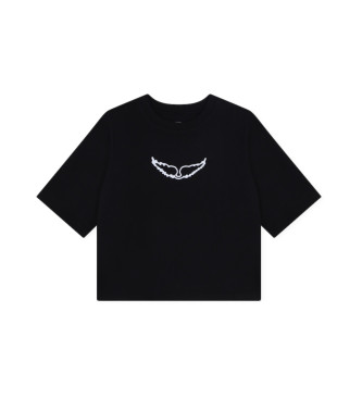 Zadig & Voltaire para niña. X60235 Camiseta M.c. negro (12Años= 150cm), Casual, Algodón, Manga corta, moda infantil, Zadig & Voltaire outlet