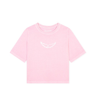 Zadig & Voltaire para niña. X60235 Camiseta M.c. rosa (16Años= 174cm), Casual, Algodón, Manga corta, moda infantil, Zadig & Voltaire outlet